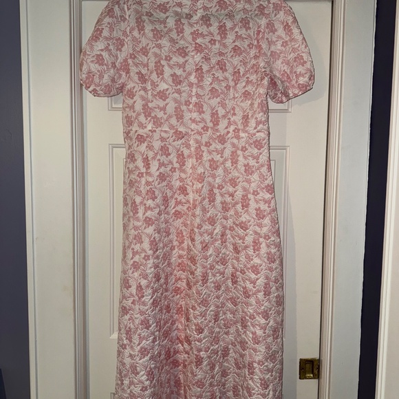 NWOT Women's Floral Dress -  Jacquard Button Puff Sleeve - Picture 5 of 6